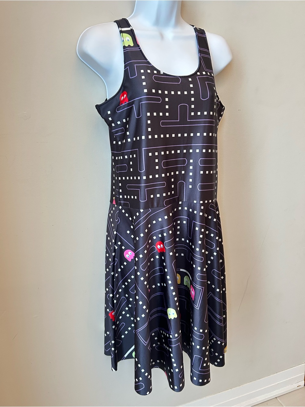 Pac-Man Ghost Gamer Skater Fit & Flare Sleeveless Dress Racerback
